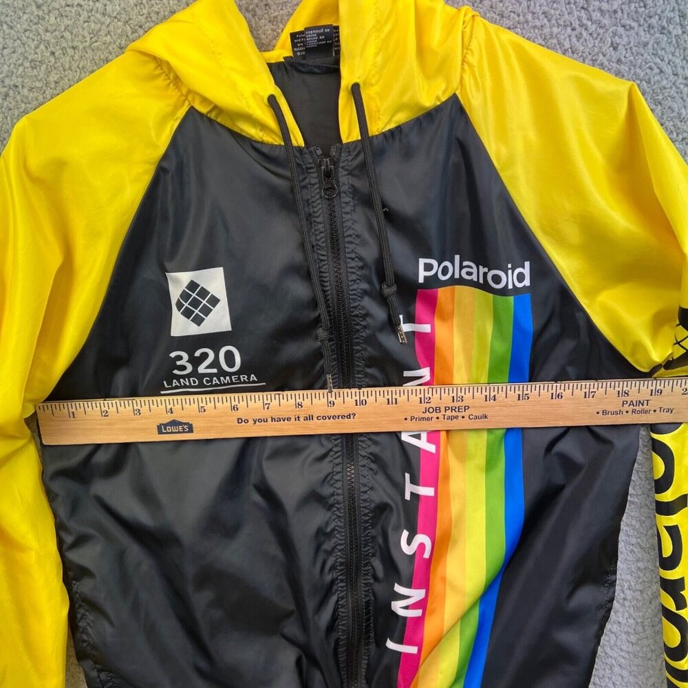 VINTAGE POLAROID 320 LAND CAMERA 90’S LIGHT HOODED JACKET ‎ SHELL BLACK SMALL - Picture 10 of 14